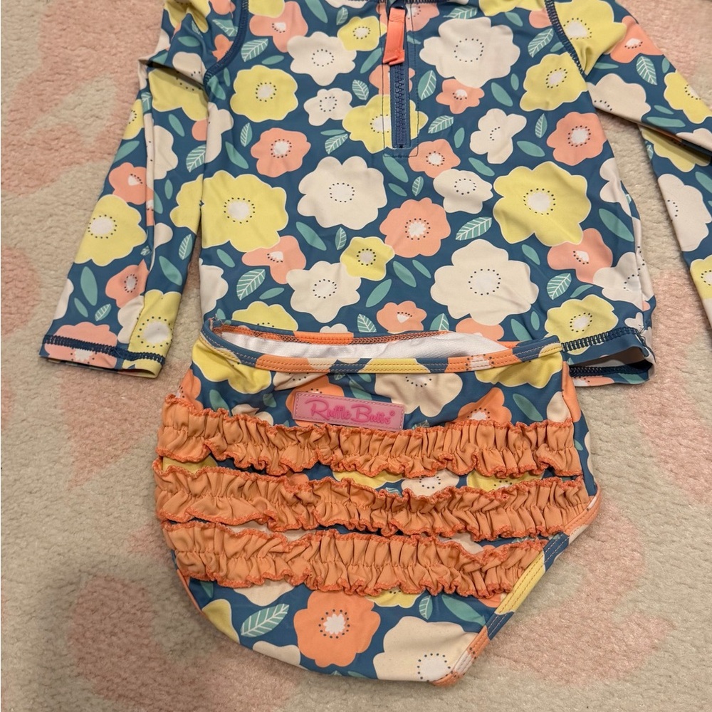 Ruffle Butts 3T Floral long sleeve Swim Set